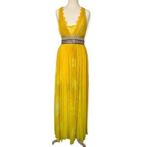 Yellow Tie Dye Free People New Romantics Lace Embellished Gown